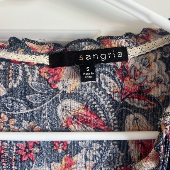 Sangria Frilly Sleeve Maxi Dress Size Small Floral Blue - Picture 4 of 8